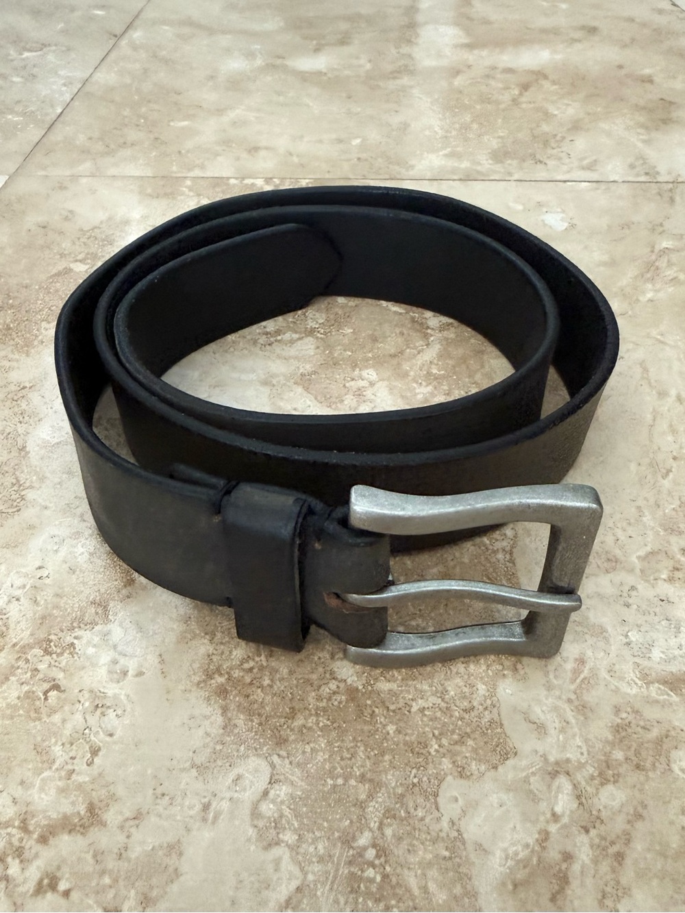 James Campbell Brown Leather Belt with Silver-Tone Buckle. Genuine Leather.